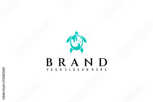 Wallpaper Mural turtle animal flat logo design with summer beach scene Torontodigital.ca