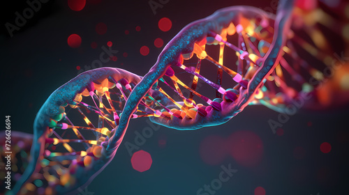 Human DNA structure, 3D illustration of helical DNA molecule © Derby