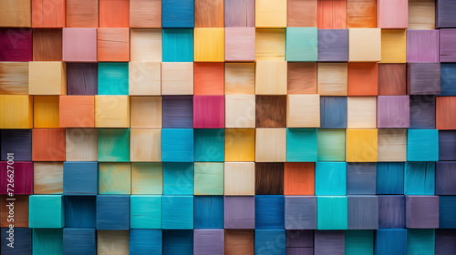 rainbow colored wooden blocks in the style of canvas texture emphasis abstract color wallpaper