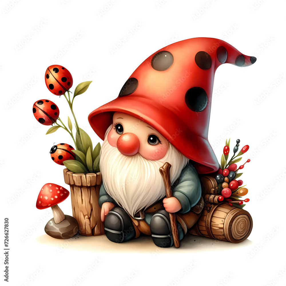 Fototapeta premium Cute summer gnome illustration