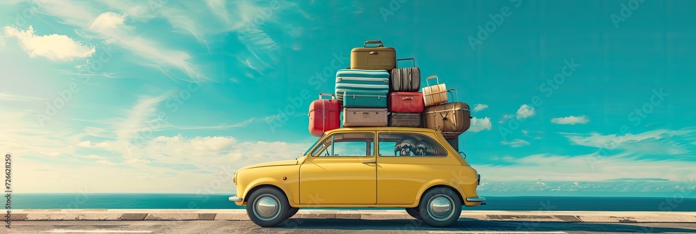 Car full of suitcases and bags to go on summer vacation Car full of suitcases and bags to go on summer vacation