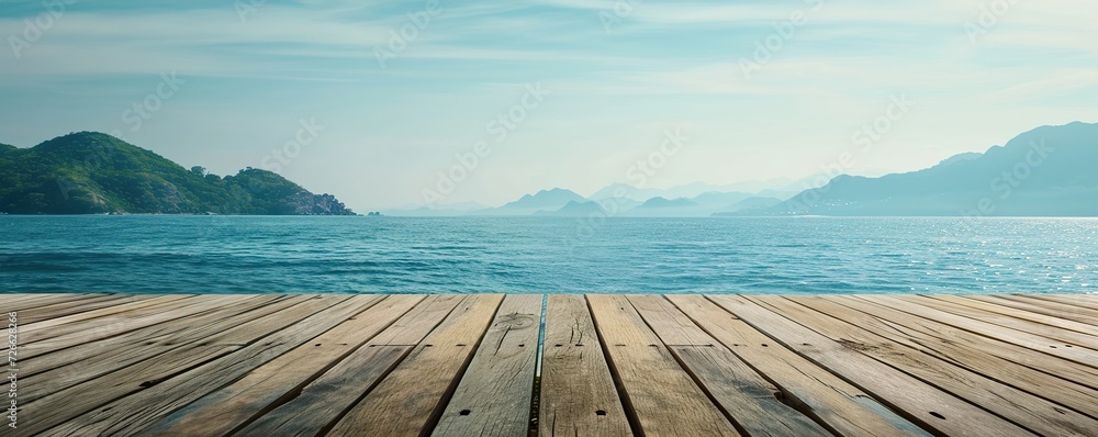 wooden bridge over the sea HD 8K wallpaper Stock Photographic Image - obrazy, fototapety, plakaty 