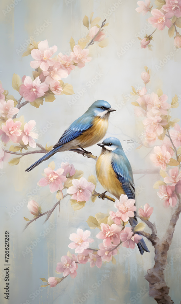 Close-Up of Beautiful Birds Perched on Tree Close-Up of Beautiful Birds Perched on Tree