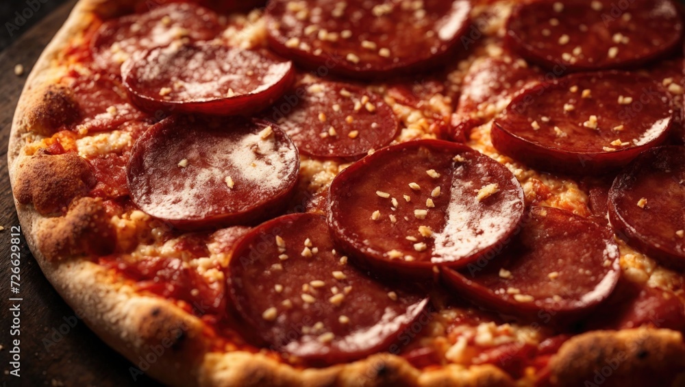 close up of Pepperoni pizza, fast food, unhealthy food close up of Pepperoni pizza, fast food, unhealthy food