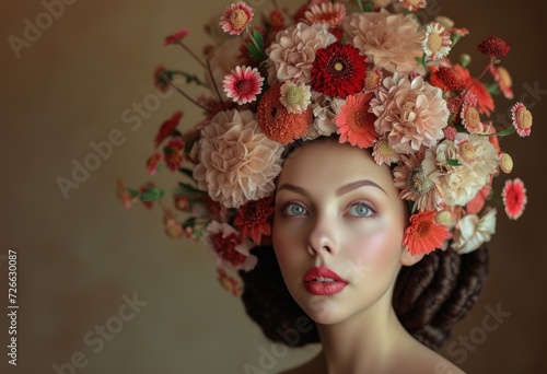 Floral Crown, Vibrant Bouquet, Garden Goddess, Blossoming Beauty.