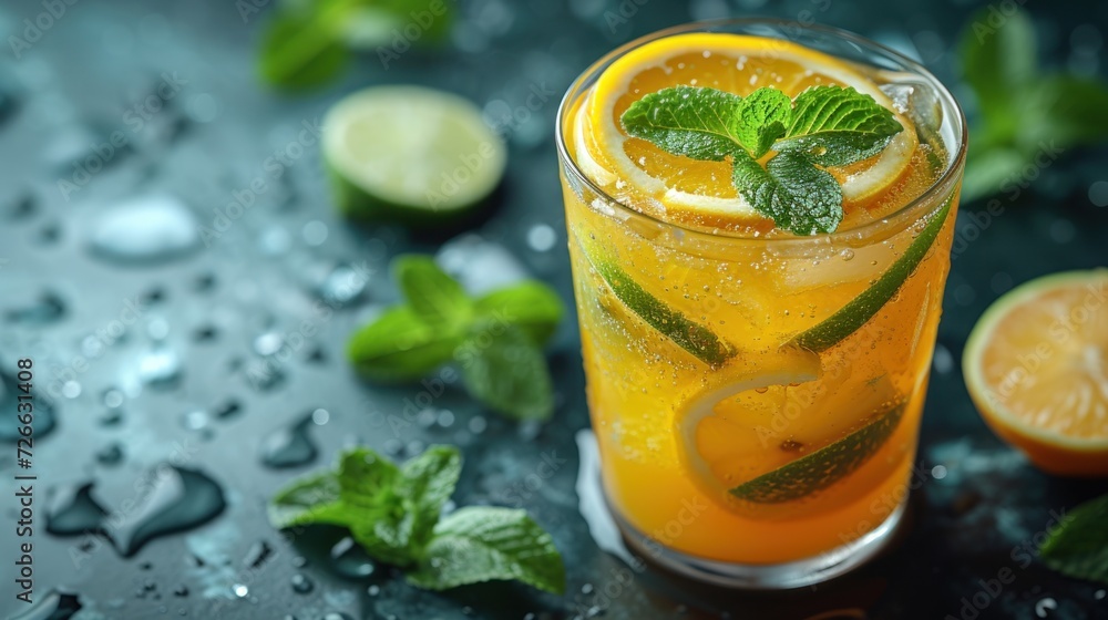 Freshly Squeezed Lemonade, Minty Flavored Drink with a Twist of Lemon and Lime, Cool Citrus Beverage with Mint Garnish, A Refreshing Summer Drink with Lemons, Limes, and Mint Leaves. Freshly Squeezed Lemonade, Minty Flavored Drink with a Twist of Lemon and Lime, Cool Citrus Beverage with Mint Garnish, A Refreshing Summer Drink with Lemons, Limes, and Mint Leaves.