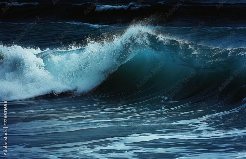 The Power of the Ocean Waves, Majestic Blue Ocean Wave, Nature's Artistry: The Beauty of a Wave, Awe-Inspiring Ocean Scene.