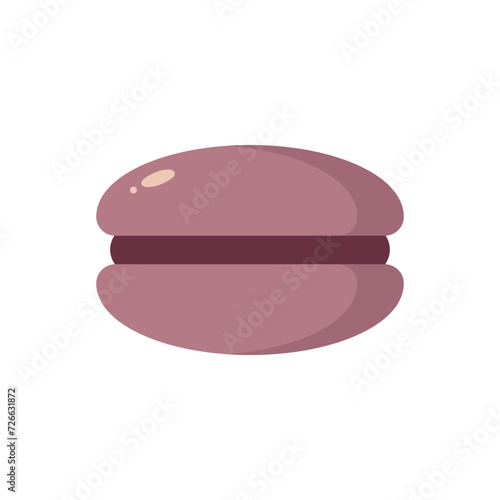 Vector french macaroon single cookie flat simple line colorful icon. Sweet lavanda dessert symbol. Design Illustration for Restaurant, Cafe Menu, Flyer, Banner, Sticker, Pattern, Web.