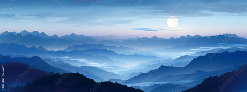 Swiss Alps blue mountain silhouettes seen from Mt Niesen during an autumn evening With copyspace for text Swiss Alps blue mountain silhouettes seen from Mt Niesen during an autumn evening With copyspace for text