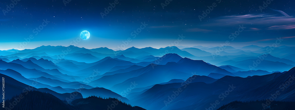 Fototapeta premium Swiss Alps blue mountain silhouettes seen from Mt Niesen during an autumn evening With copyspace for text