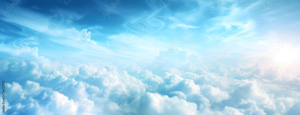 Blue sky with clouds and sun