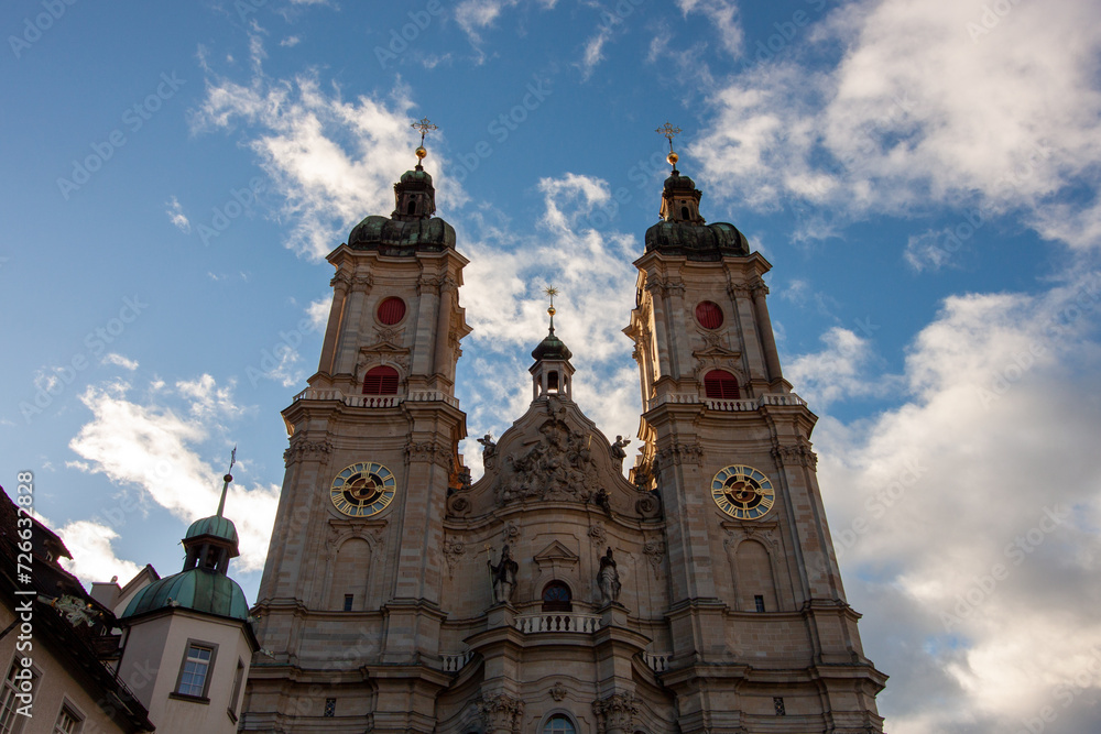 Historic cathedral and monastery in the Swiss city of St. Gallen