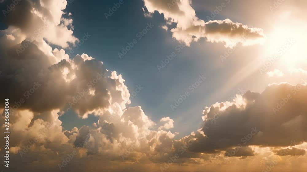 The clouds part to unveil a mesmerizing sight of sunbeams piercing through the sky giving an otherworldly effect. The clouds part to unveil a mesmerizing sight of sunbeams piercing through the sky giving an otherworldly effect.