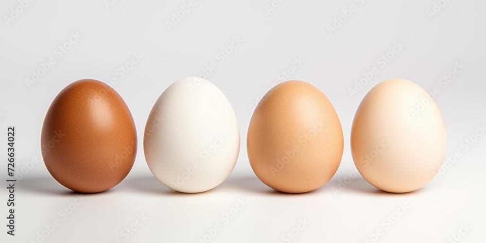 Chicken eggs of different colors isolated on a white background Chicken eggs of different colors isolated on a white background