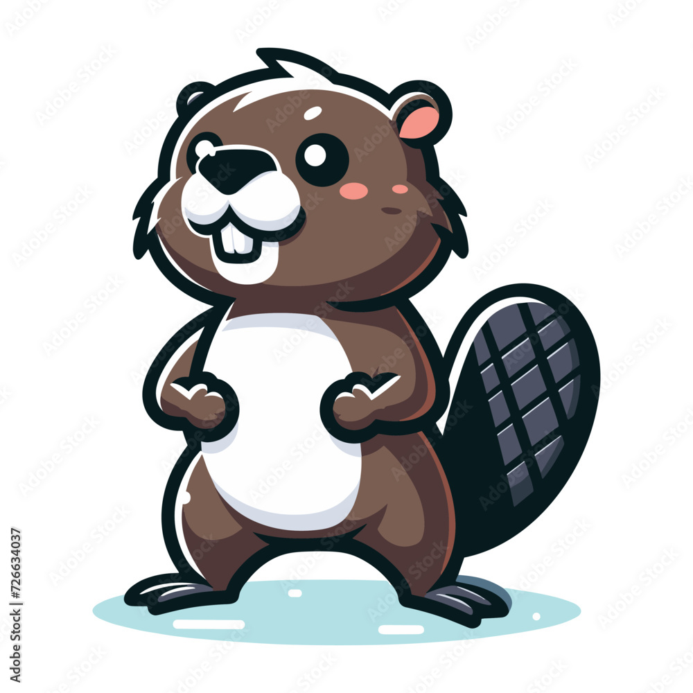 Cute adorable beaver cartoon character vector illustration, funny animal brown beaver flat design mascot logo template isolated on white background Cute adorable beaver cartoon character vector illustration, funny animal brown beaver flat design mascot logo template isolated on white background