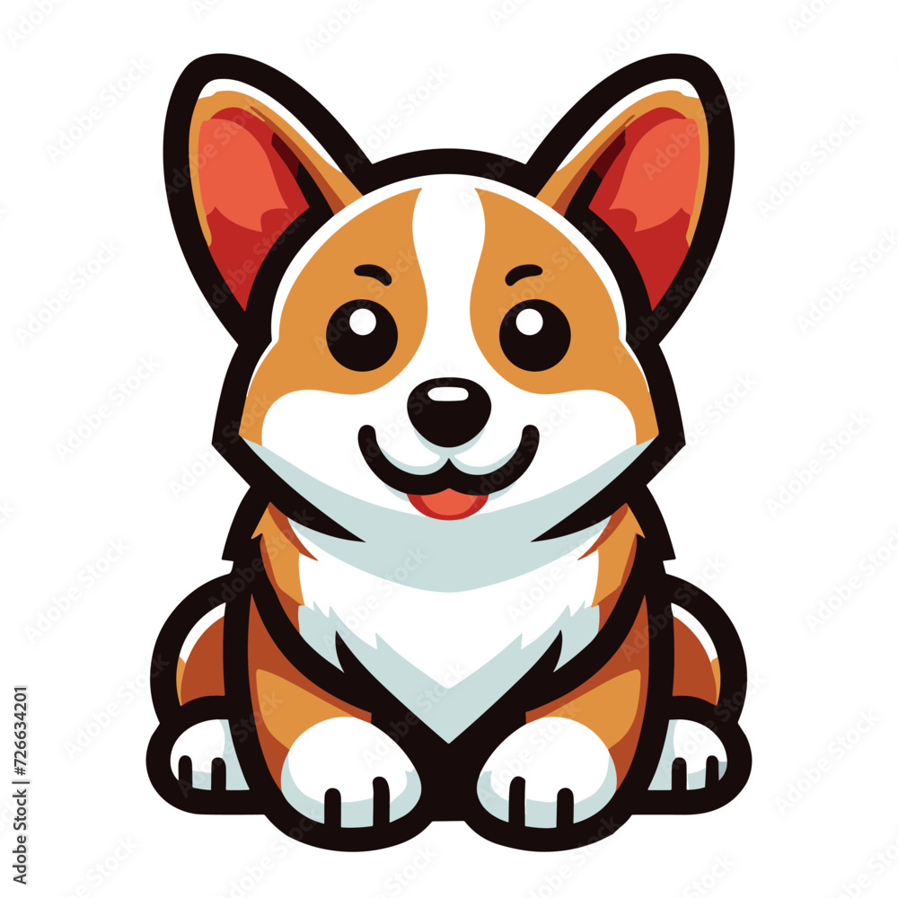 Cute adorable corgi dog cartoon character vector illustration, funny pet animal corgi puppy flat design mascot template isolated on white background Cute adorable corgi dog cartoon character vector illustration, funny pet animal corgi puppy flat design mascot template isolated on white background
