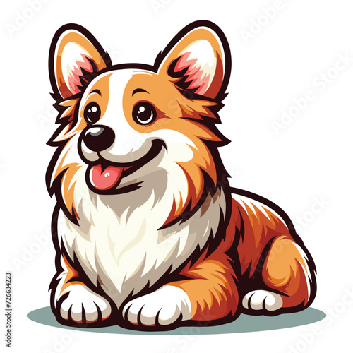 Cute adorable corgi dog cartoon character vector illustration, funny pet animal corgi puppy flat design mascot template isolated on white background