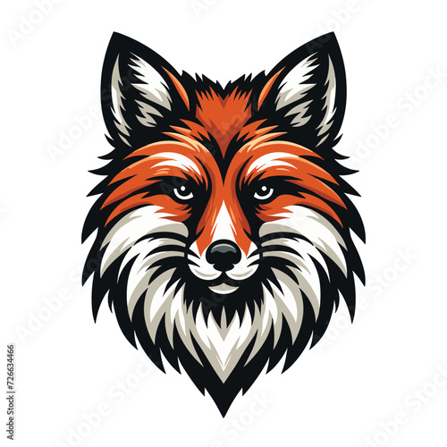 Wild animal red fox vulpa head face design vector, zoology illustration, foxy flat design template isolated on white background