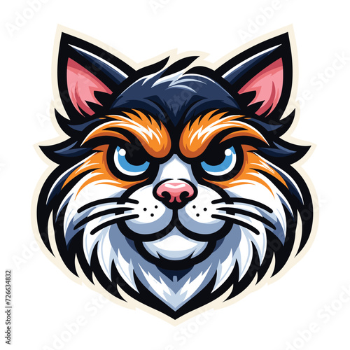 Wallpaper Mural Cute adorable cat head face cartoon character vector illustration, funny kitty flat design template isolated on white background Torontodigital.ca