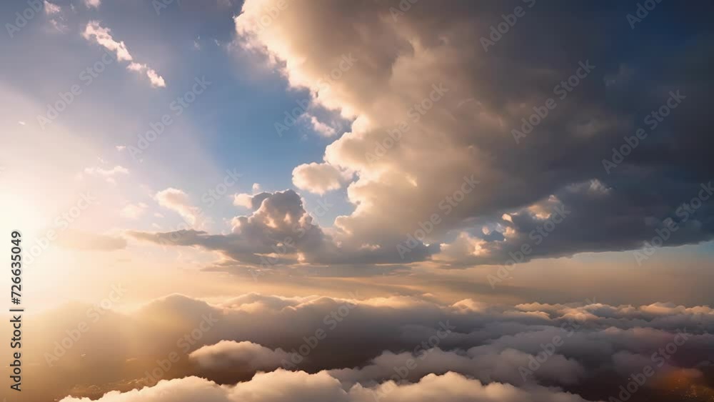 A surreal display of crepuscular rays casting patterns in the clouds. A surreal display of crepuscular rays casting patterns in the clouds.