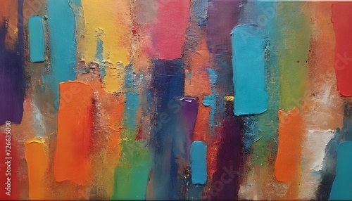 Vibrant Brushstrokes in Colorful Modern Abstract Painting