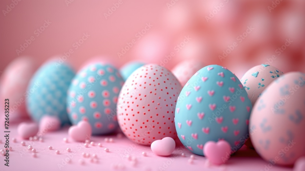 Decorative Easter Eggs with Heart Patterns