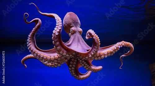 selective image of common octopus with blue background © Gustav