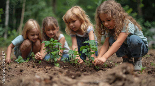 Kids Gardening Together in Nature
