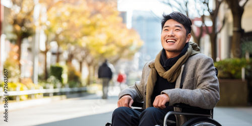 Confident Man in Wheelchair Outdoors