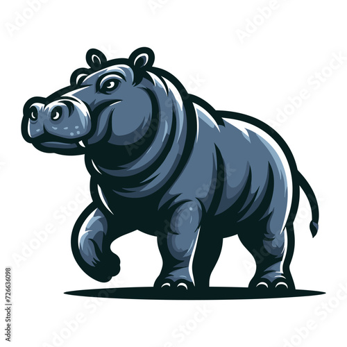 Wild animal hippopotamus design vector, zoology illustration, hippo flat design template isolated on white background © lartestudio