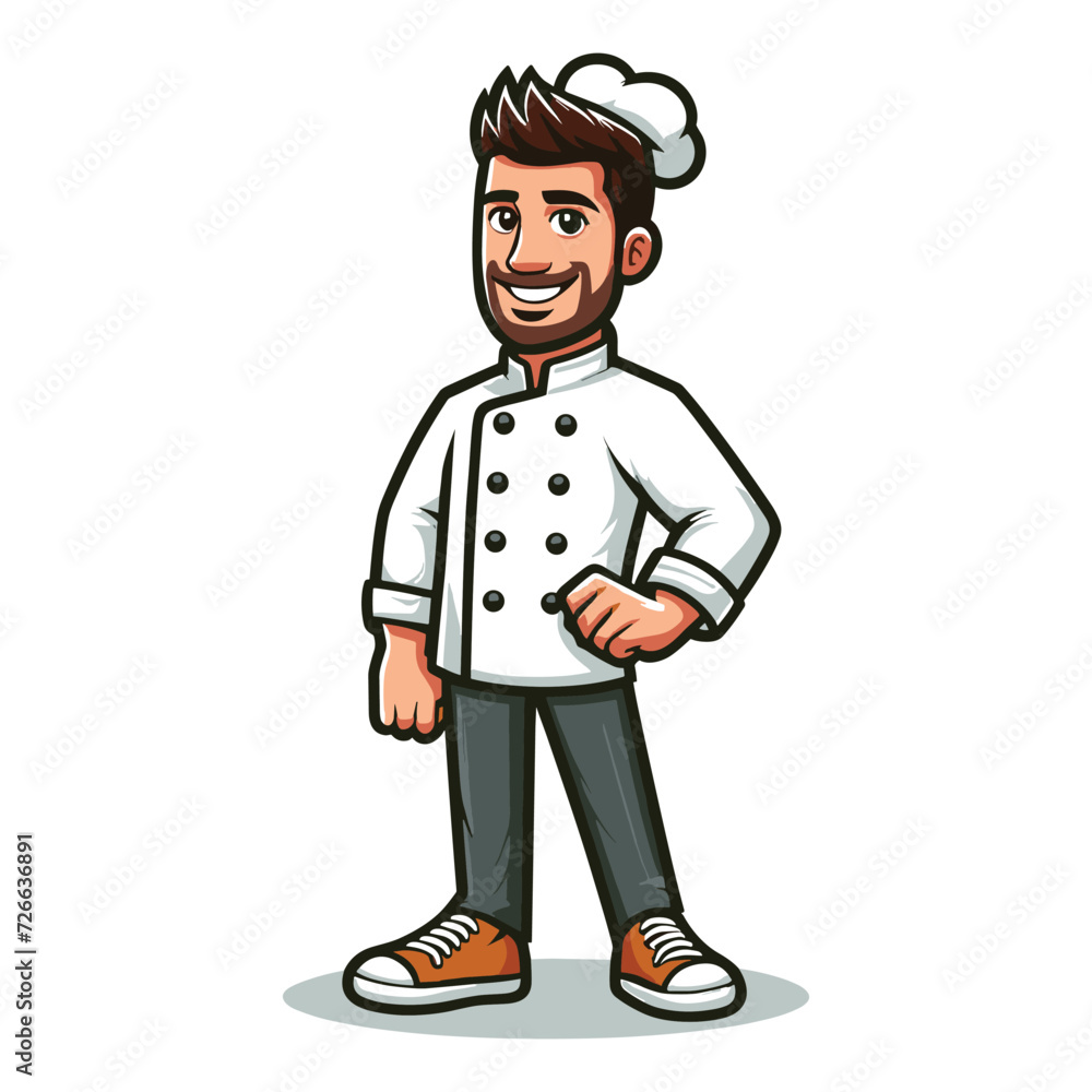 Man chef character vector Illustration, suitable for restaurant, cafe, food, eat, shop, trade, cook mascot logo isolated on white background. Man chef character vector Illustration, suitable for restaurant, cafe, food, eat, shop, trade, cook mascot logo isolated on white background.