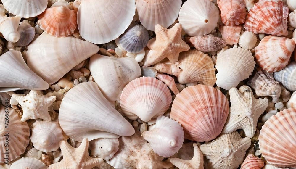 Maritime Background with Seashell Texture and Delicate Details