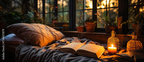 Cozy Reading Nook at Golden Hour