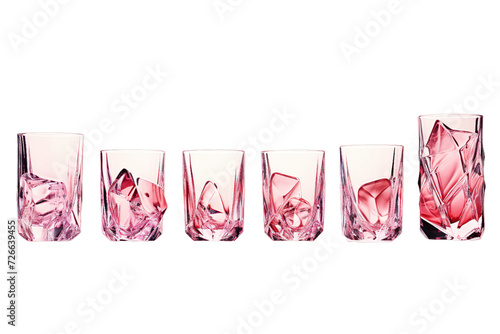A Backlighting one-line drawing A pink glass set, Isolated on transparent PNG background, Generative ai
