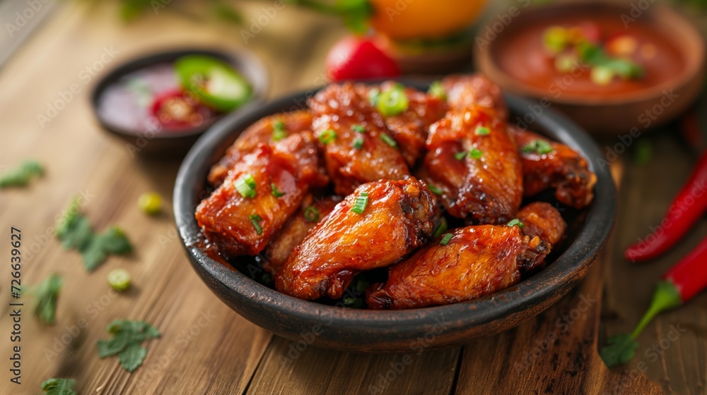 Asian Hot Chicken Wings created with Generative AI Technology, ai, generative Asian Hot Chicken Wings created with Generative AI Technology, ai, generative