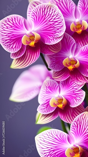Vertical layout for Valentine s Day. Orchids background. Generative AI.