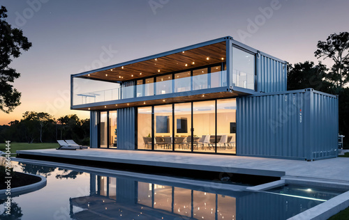 Custom Shipping Container Home Modern Architectural Design © RareStock