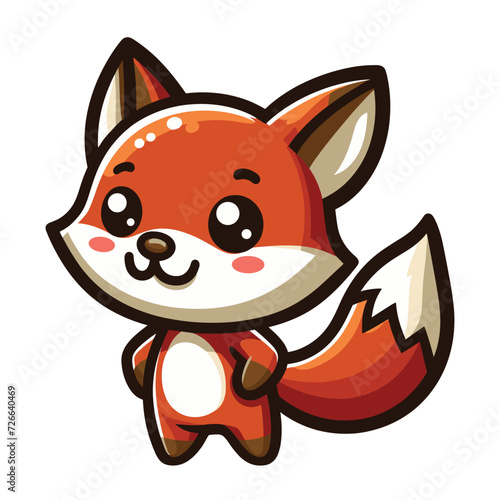 Cute adorable fox cartoon character vector illustration, funny wolf foxy flat design template isolated on white background