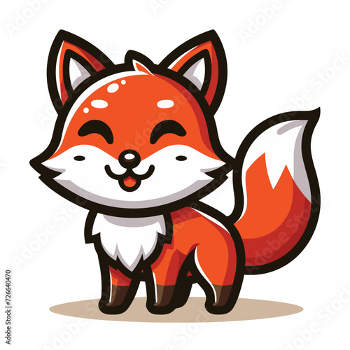 Cute adorable fox cartoon character vector illustration, funny wolf foxy flat design template isolated on white background