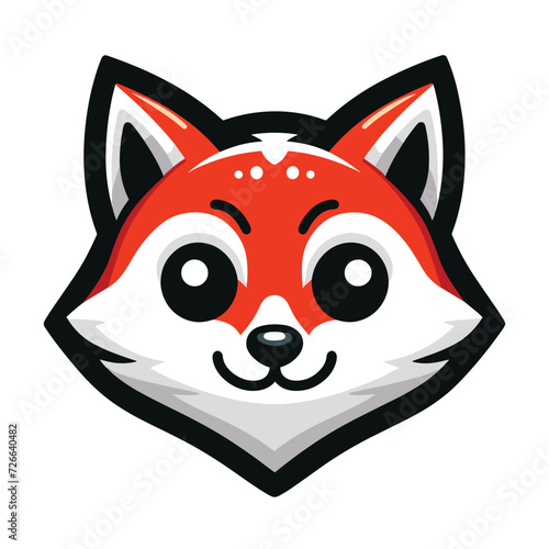 Cute adorable fox head face cartoon character vector illustration, funny wolf foxy flat design template isolated on white background