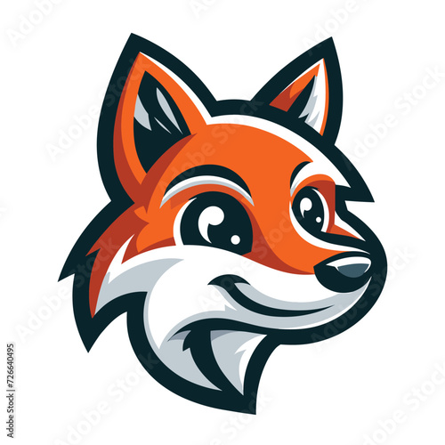 Cute adorable fox head face cartoon character vector illustration, funny wolf foxy flat design template isolated on white background