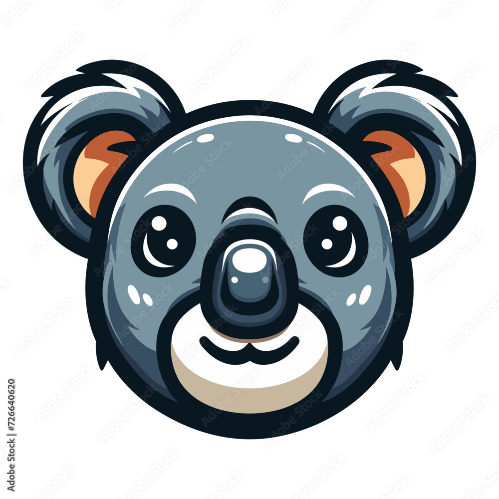 Cute adorable koala head face, Australian animal cartoon character vector illustration, flat design template isolated on white background Cute adorable koala head face, Australian animal cartoon character vector illustration, flat design template isolated on white background