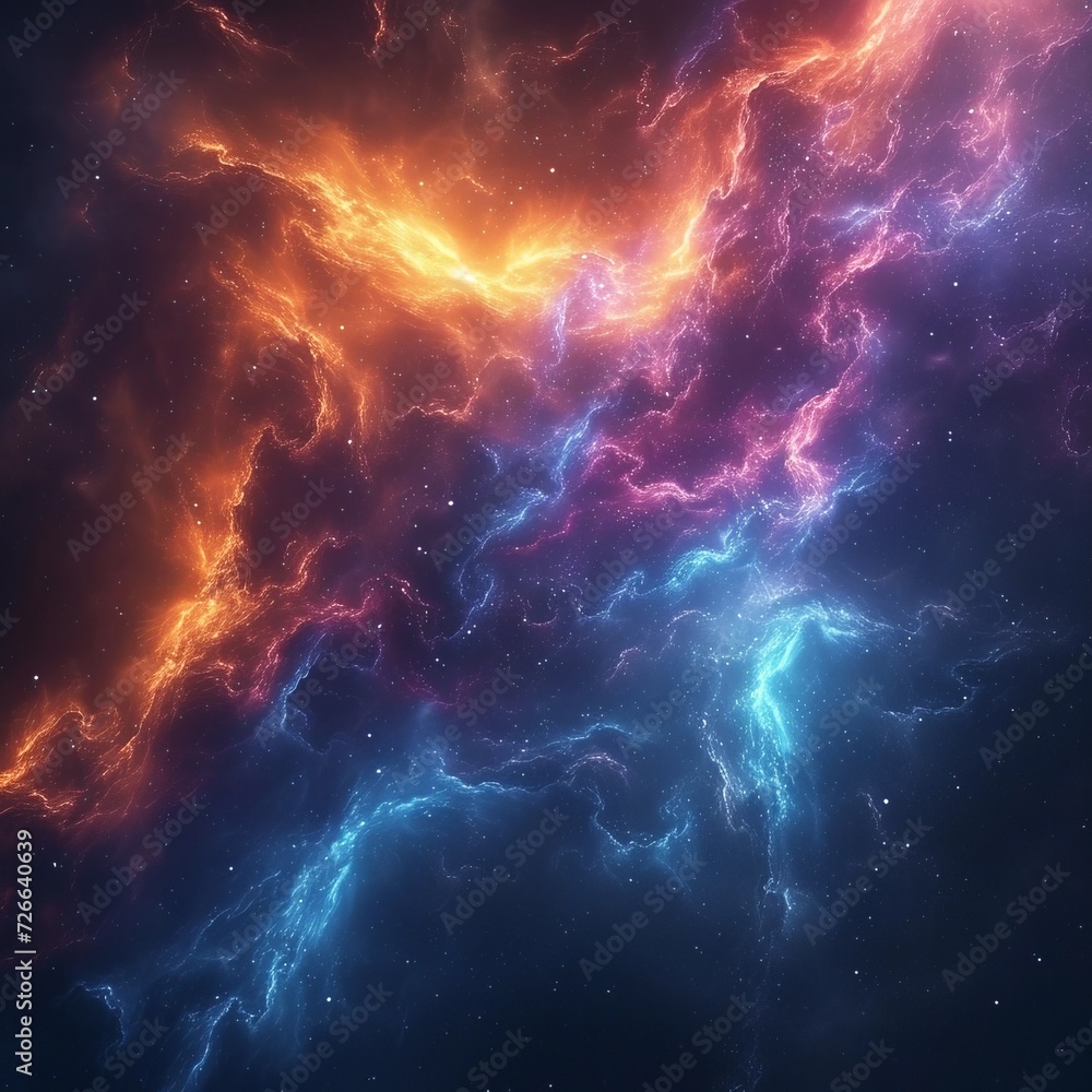 Space with bright colors, and an intense blue