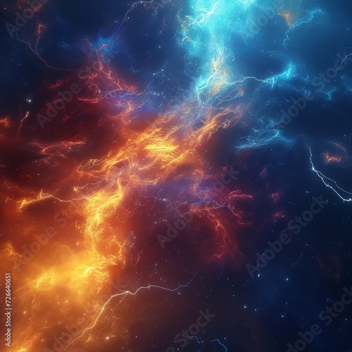 Space with bright colors  and an intense blue