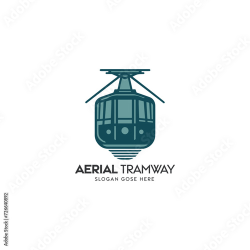Aerial Tramway Logo Featuring Cable Car Against White Background for Brand Identity