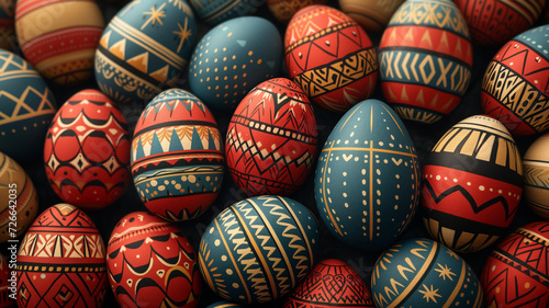 Easter eggs patterns inspired by native American tribal motif photo