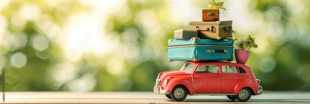 Car full of suitcases and bags to go on summer vacation Car full of suitcases and bags to go on summer vacation
