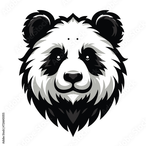 Cute adorable panda head face cartoon character vector illustration, funny Asian Chinese animal baby panda flat design mascot template isolated on white background