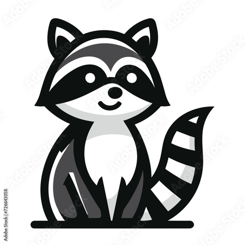 Cute adorable raccoon cartoon character vector illustration, funny racoon flat design template isolated on white background
