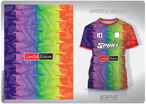 Vector sports shirt background image.speckled rainbow pattern design, illustration, textile background for sports t-shirt, football jersey shirt.eps